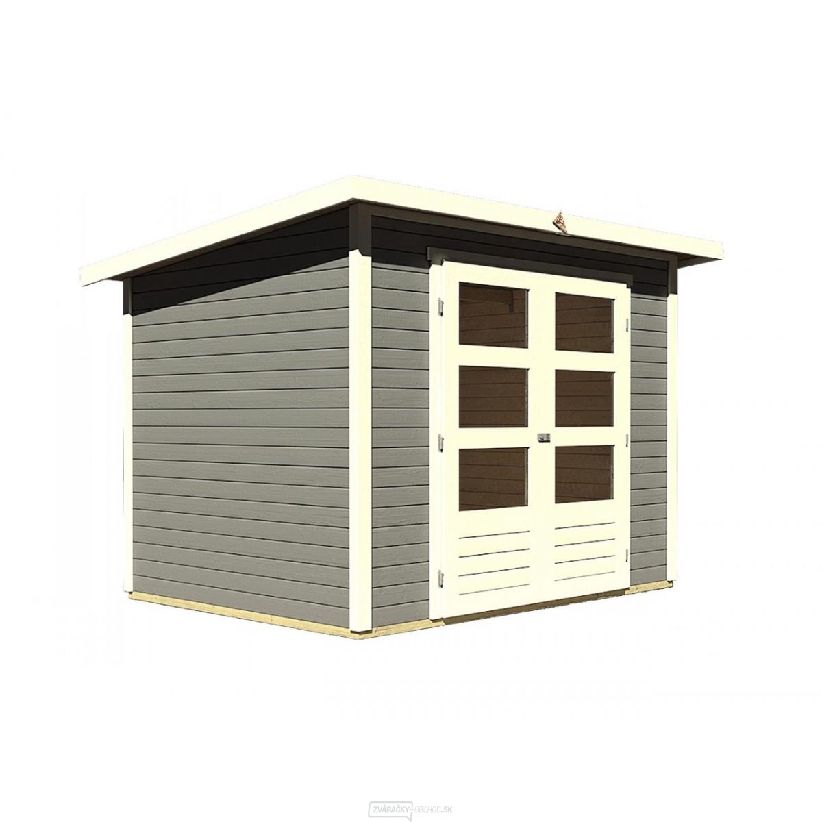Drevený domček KARIBU Stockach 3 (82979) tm. šedý