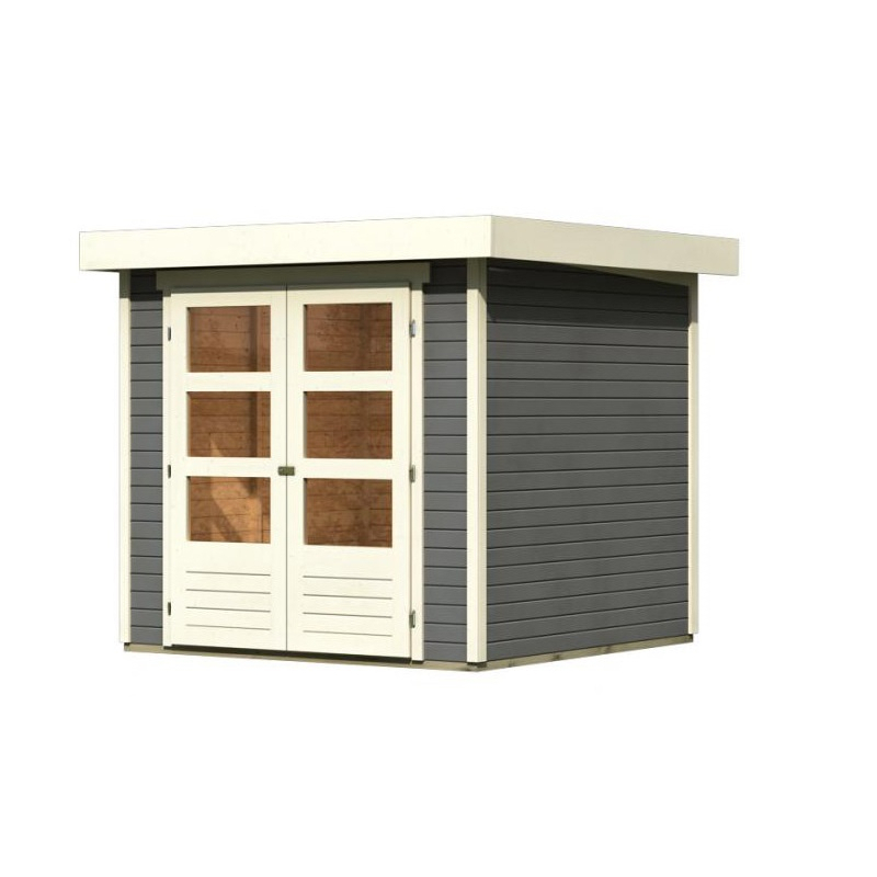 Drevený domček KARIBU Askola 2 (82901) tm. šedý