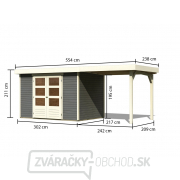 Drevený domček KARIBU Askola 4 + prístavok 240 cm (92070) tm. šedý Náhľad