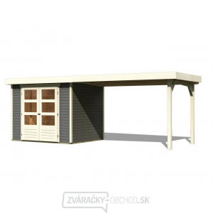 Drevený domček KARIBU Askola 3 + prístavok 280 cm (82924) tm. šedý gallery main image