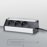 Solight predlžovací prívod, 3 zásuvky, 1,5m, 3 x 1mm2, hliník, rohový design Náhľad