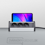 Solight predlžovací prívod, 3 zásuvky, 1,5m, 3 x 1mm2, hliník, rohový design Náhľad
