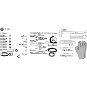 Vŕtací skrutkovač aku s príklepom, ružový, 12V Li-ion, 2000mAh, v kufri s náradím, sada 27ks náhled