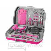 Vŕtací skrutkovač aku s príklepom, ružový, 12V Li-ion, 2000mAh, v kufri s náradím, sada 27ks gallery main image