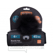 čiapka s čelovkou 4x45lm, USB nabíjanie, čierna so blyskáčom a brmbolcom, univerzálna veľkosť náhled