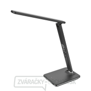 Solight LED stolná lampička s displejom, 9W, voľba teploty svetla, koža, čierna Náhľad