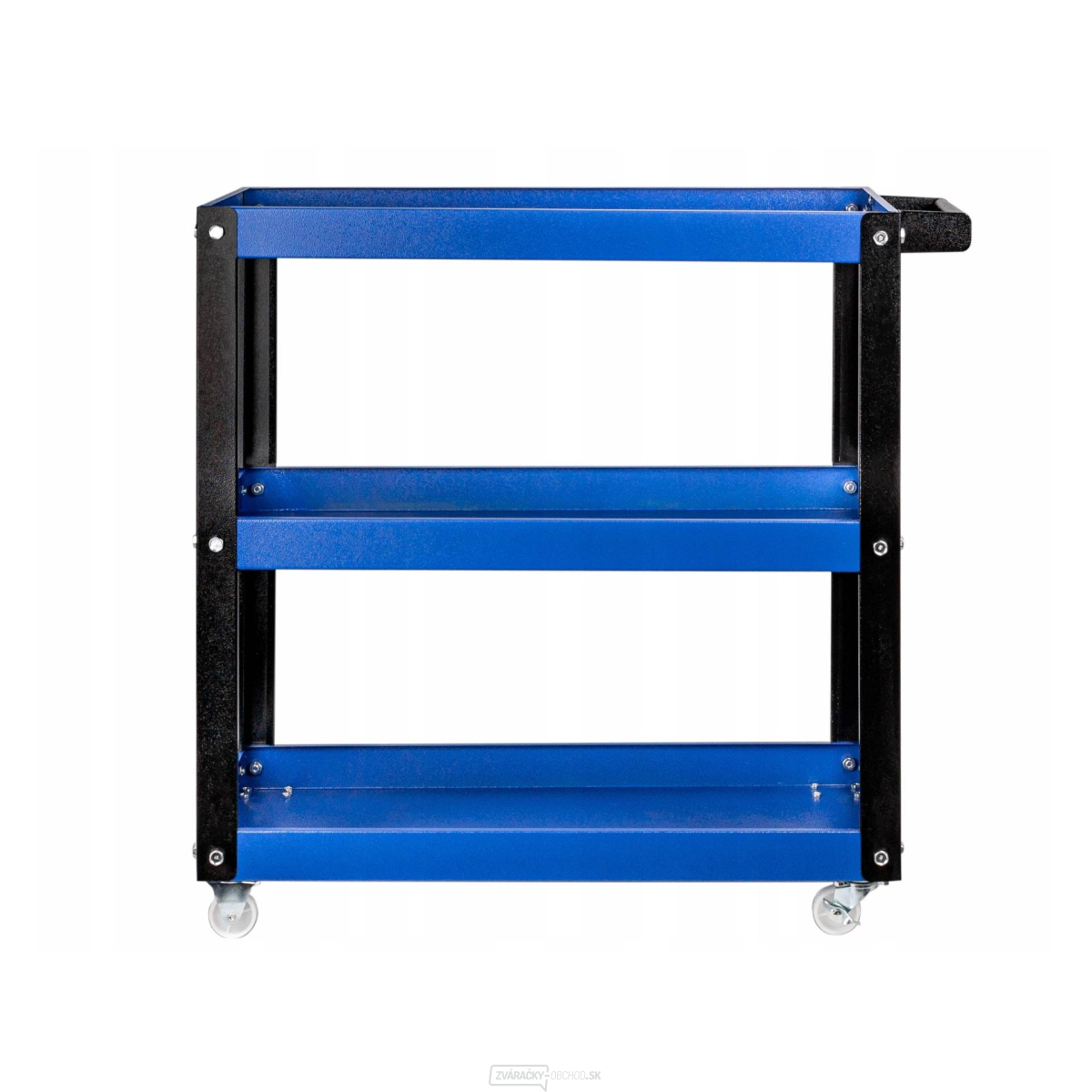 Dielenský vozík - pojazdný manipulačný stolík, 3 poschodia, s rukoväťou Dielenský vozík - pojazdný manipulačný stolík, 3 poschodia, s rukoväťou gallery main image