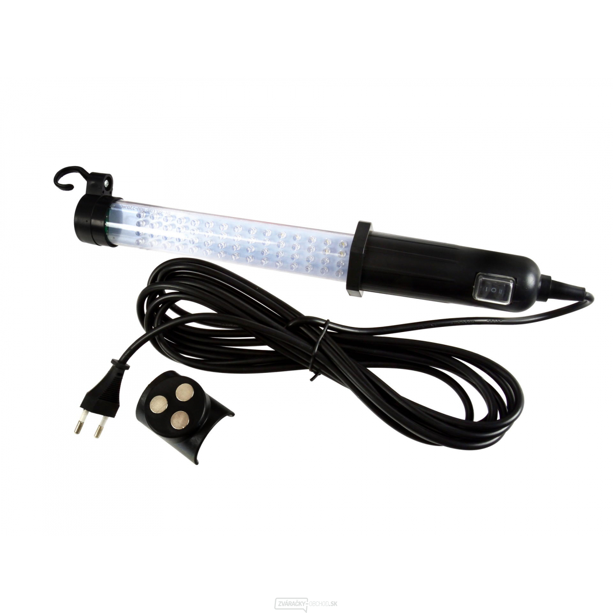 Montážna lampa LED, 60 + 9 diód, elektrická 230V, s hákom a magnety