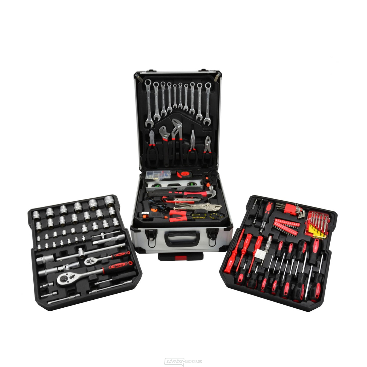 Kufor pojazdný hliníkový, vybavený s náradím, 187 dielov