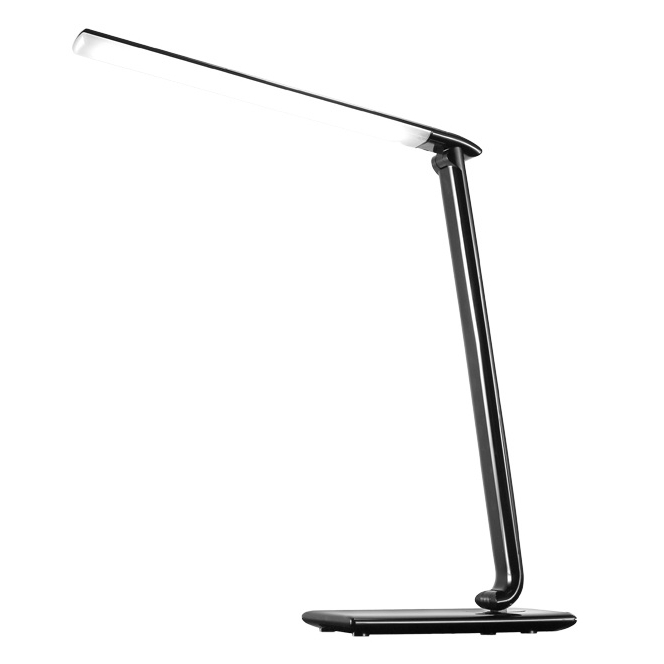 Solight LED stolná lampička stmievateľná, 12W, voľba teploty svetla, USB, čierny lesk