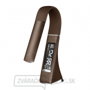 Solight LED stolná lampička s displejom, 6W, 4100K, koža, hnedá Náhľad