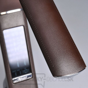 Solight LED stolná lampička s displejom, 6W, 4100K, koža, hnedá náhled