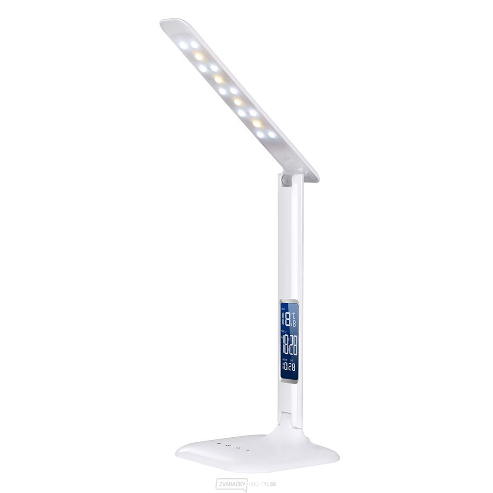 Solight LED stmievateľná stolná lampička s displejom, 6W, voľba teploty svetla, biely lesk