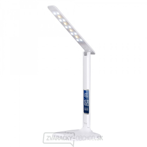 Solight LED stmievateľná stolná lampička s displejom, 6W, voľba teploty svetla, biely lesk gallery main image