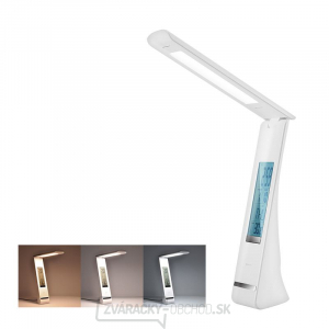 Solight LED stolná lampička nabíjacia, 5W, display, zmena chromatičnosti, USB, biela