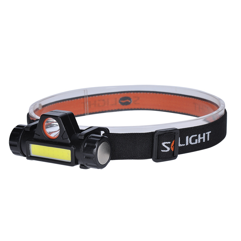 Solight LED čelové nabíjacie svietidlo, 3W + COB, 150 + 120lm, Li-ion, USB