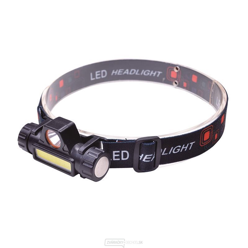 Solight LED čelové nabíjacie svietidlo, 3W + COB, 150 + 120lm, Li-ion, USB