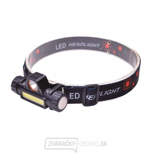 Solight LED čelové nabíjacie svietidlo, 3W + COB, 150 + 120lm, Li-ion, USB