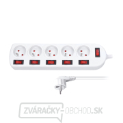 Solight predlžovací prívod, 5 zásuviek, biely, 6x vypínač, 2m Solight predlžovací prívod, 5 zásuviek, biely, 6x vypínač, 2m gallery main image