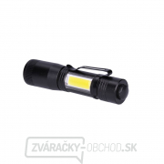 Solight LED kovová svietidlo 3W + COB, 150 + 60lm, AA, čierna Náhľad