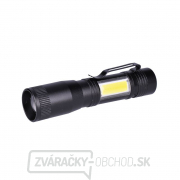 Solight LED kovová svietidlo 3W + COB, 150 + 60lm, AA, čierna gallery main image
