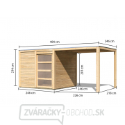 Drevený domček KARIBU QUBIC 1 + prístavok 226 cm (79847) natur Náhľad