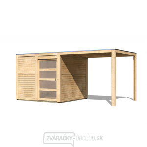 Drevený domček KARIBU QUBIC 1 + prístavok 226 cm (79847) natur gallery main image