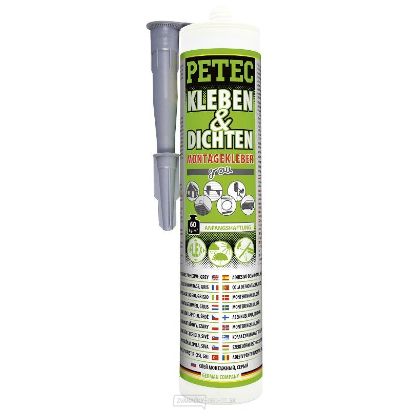 PETEC 94629 Lepiaca a tesniaca hmota - šedá farba
