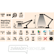 Lampa stolná s lupou, USB napájanie, 1300lm, 3 farby svetla, 5x zväčšenie náhled