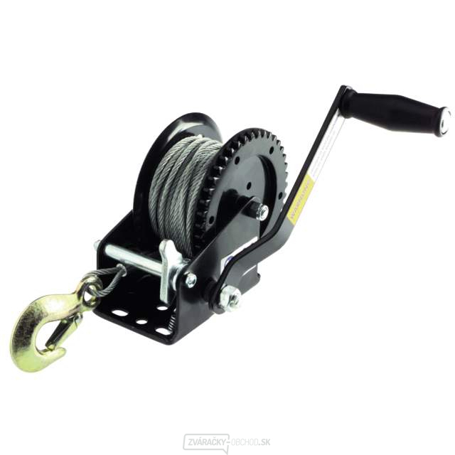 Ručný navijak 550kg oceľové lano 5mm/15m s hákom