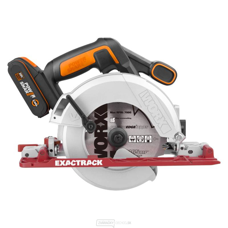 WX530 - Aku okružná píla 20V, 165mm, 1x2.0Ah - Powershare