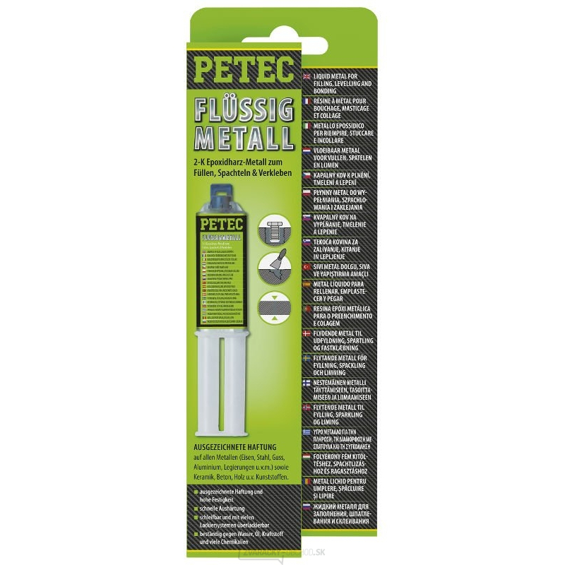 Dvojkomponentný lepiaci tmel ("tekutý kov") - PETEC Flüssigmetall 25 ml