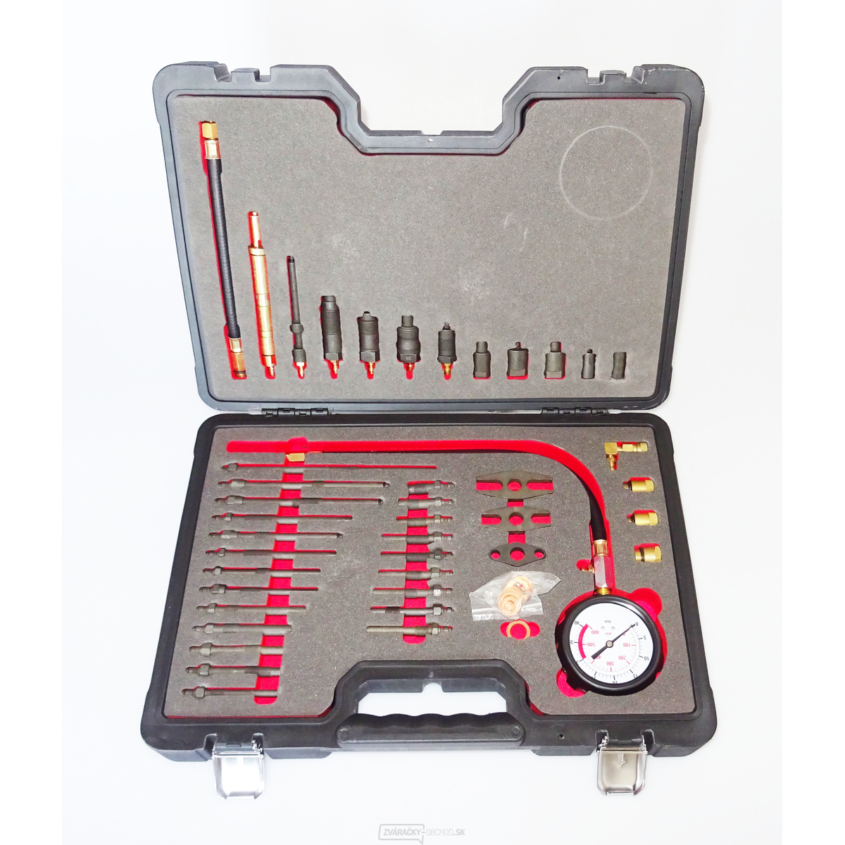 Kompresiometer - tester kompresie pre benzínové aj dieselové motory - QUATROS QS30101