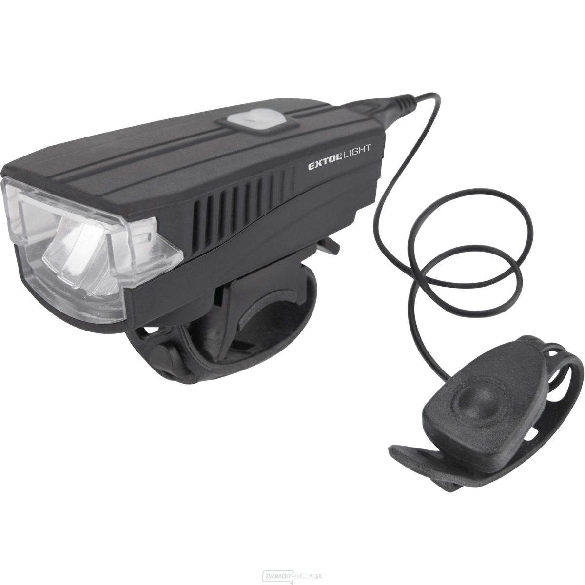 Biele svetlo na bicykel 350lm, nabíjanie cez USB, klaksón, 5W LED