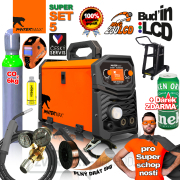 PANTERMAX MIG230LCD invertorová zváračka MIG/TIG/MMA + Kukla + Red. Ventil + Drôt 5kg + Co2 Fľaša + Podvozok + Horá Náhľad