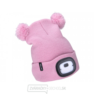 4x25lm čelovka s čelenkou, nabíjanie cez USB, ružová s trblietkami a bambuľkami, detská 4x25lm čelovka s čelenkou, nabíjanie cez USB, ružová s trblietkami a bambuľkami, detská gallery main image