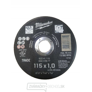 Milwaukee Rezný kotúč 115x1,0mm - 1ks Milwaukee Rezný kotúč 115x1,0mm - 1ks gallery main image