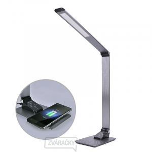 Solight LED stolná lampa stmievateľná, 10 W, indukčné nabíjanie, zmena chromatickosti, hliník, sivá gallery main image