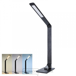 Solight LED stolná lampa stmievateľná, 8W, displej, zmena chromatickosti, hliník, čierna
