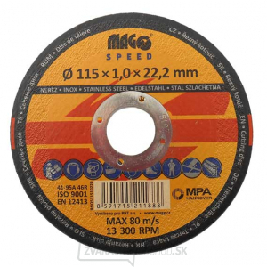 Rezný kotúč na nerez 115x1,0x22,0mm MAGG SPEED Rezný kotúč na nerez 115x1,0x22,0mm MAGG SPEED gallery main image