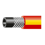 Záhradná hadica červená - žltý pruh 3/4