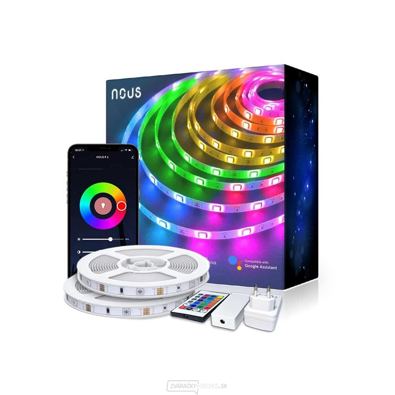 Smart LED pásik 12V 40LED/m IP44 36W RGB NOUS F3 20m WiFi Tuya