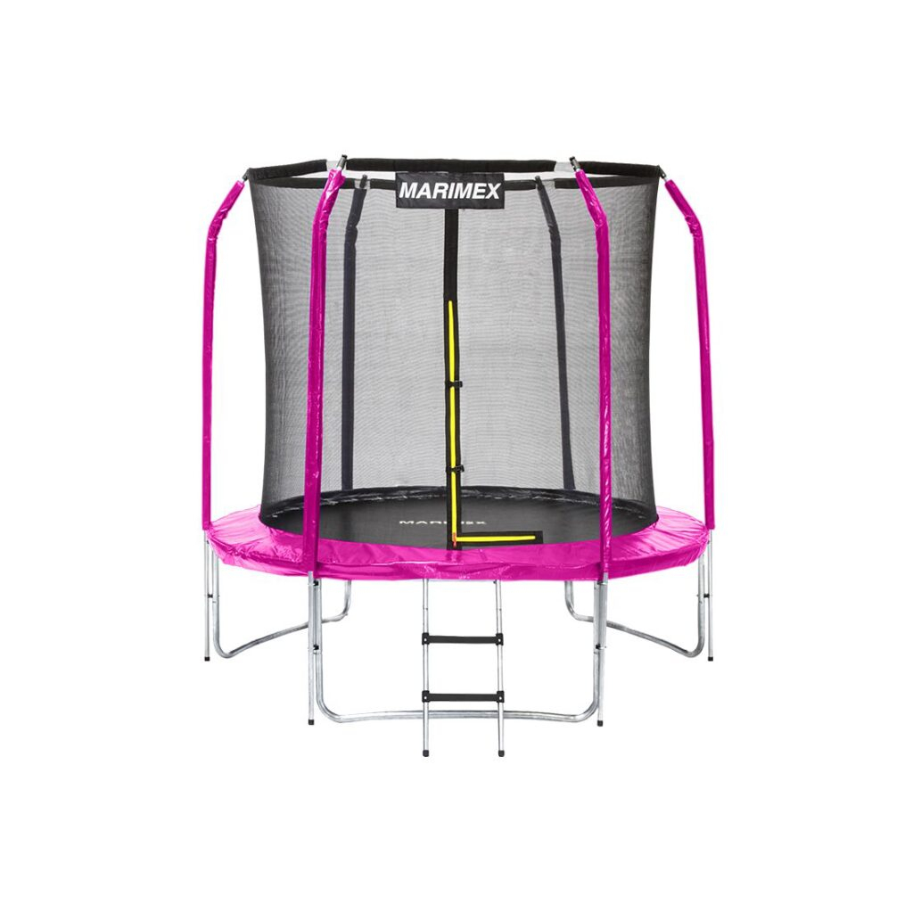 Trampolína Marimex 244 cm ružová + ochranná sieť + schodíky ZADARMO