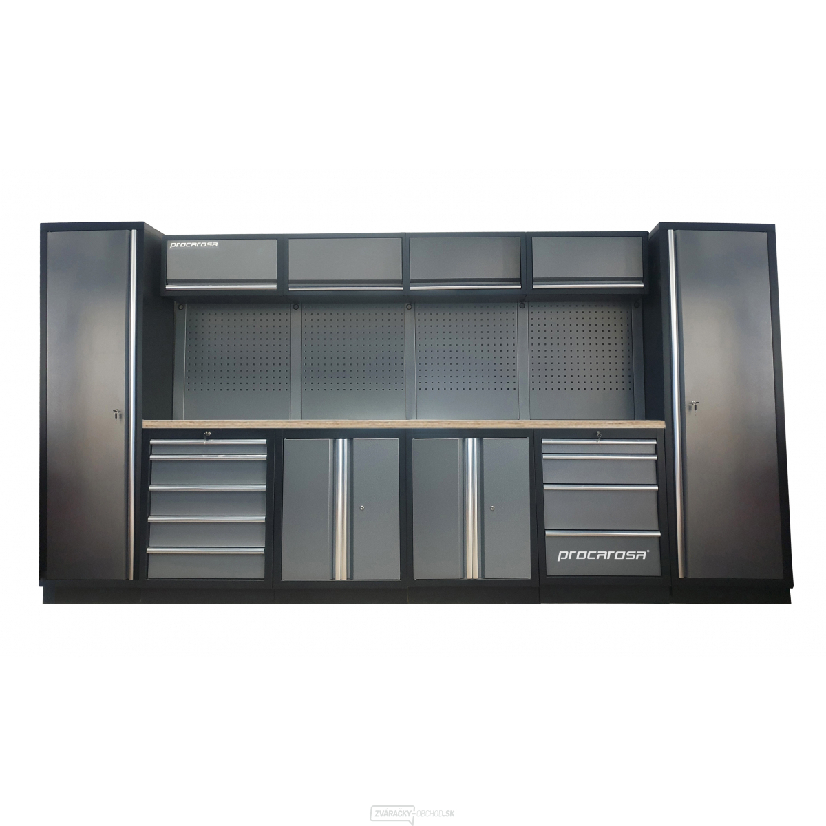 Zostava dielenského nábytku Procarosa PROFESSIONAL L-3 Pracovná doska: drevená, Hmotnosť: 359,3 kg