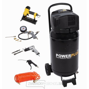 POWERPLUS POWX1751 - Kompresor 1100W 50L plus 9 ks prísl. bezolejový