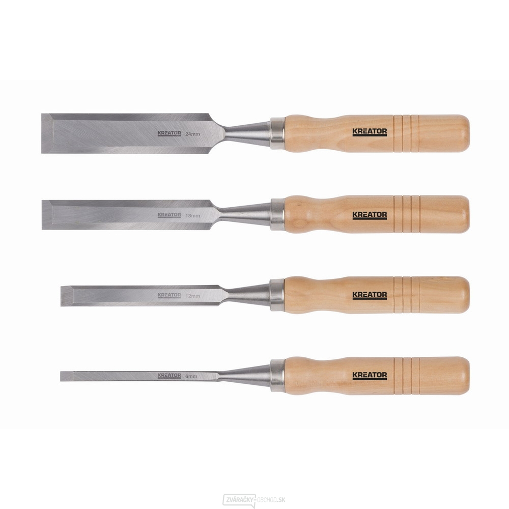 KREATOR KRT461003 - Dláta na drevo sada 4ks-drevená rukoväť