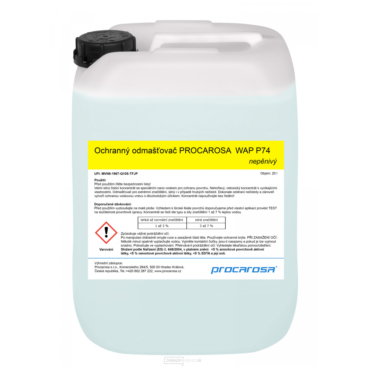 Ochranný odmasťovač PROCAROSA WAP P74 - nepenivý