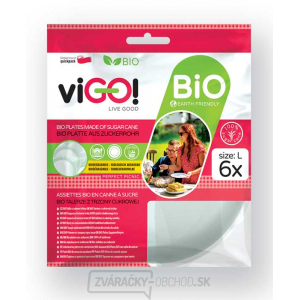 viGO! Bio tanier z cukrovej trstiny okrúhly 22cm - 6 ks
