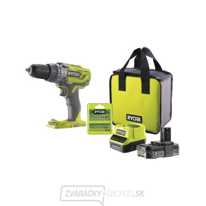 Ryobi R18PD3-120SA17 aku 18V príklepová vŕtačka/skrutkovač + 1x 2Ah batéria + nabíjačka + taška + sada bitov ONE+ gallery main image