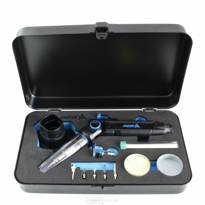 Spájkovačka plynová kĺbová, so stojanom a nástavcami, plastová kazeta - ASTA